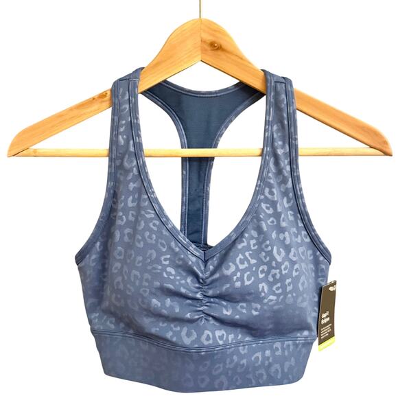 GapFit Eclipse Blue Leopard Print Sports Bra XS NWT Medium Support - Picture 4 of 9